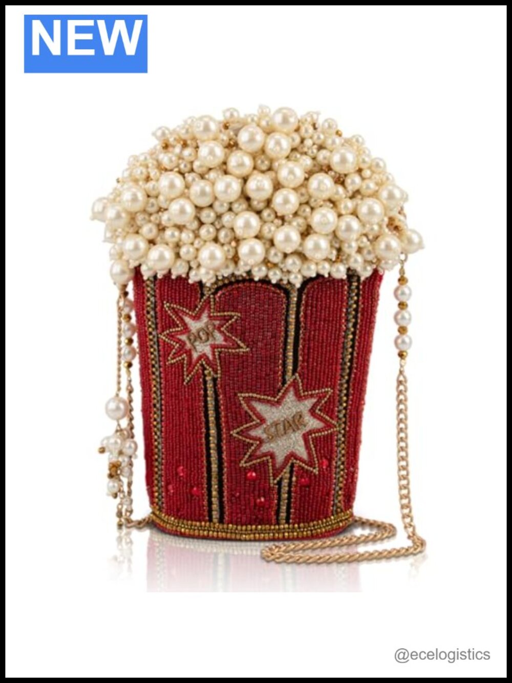 Beaded Crossbody Handbag with Convertible Sling Strap and Magnetic Closure